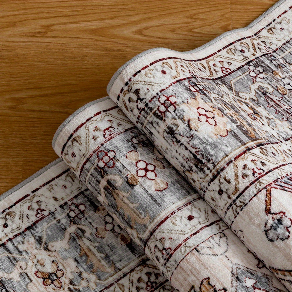 Bohemian Area Rug Washable Ultra-Soft Non-Slip Retro Foldable Living Room Bedroom Rug Beige Grey 4x6 5x7 6x9 8x10 9x12