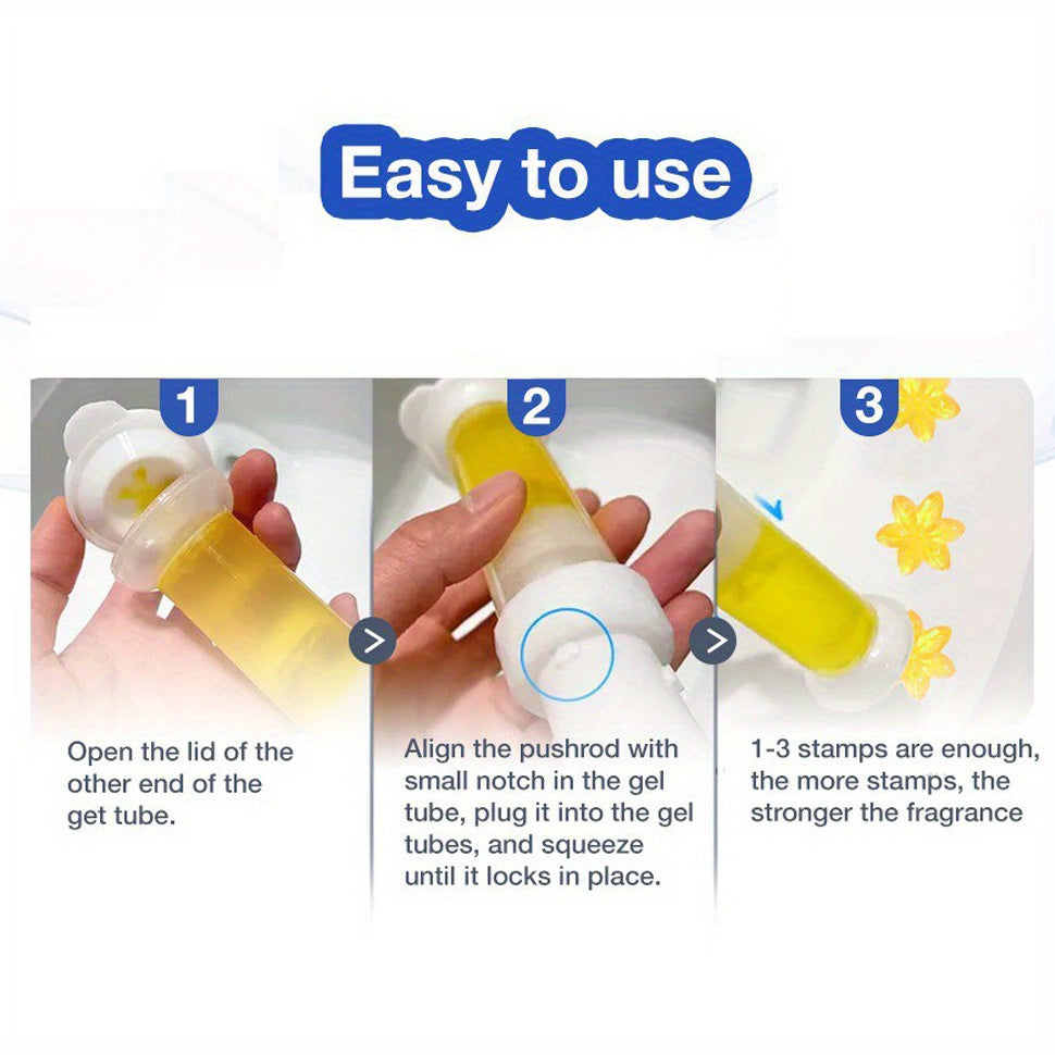 Toilet Bowl Cleaner Gel Stamps with Dispenser – Dissolves Yellow Scale, Water & Urine Stains, Auto-Release Per Flush, Air Freshening Scent, for Toilet, Wash Basin, Bathroom & RV