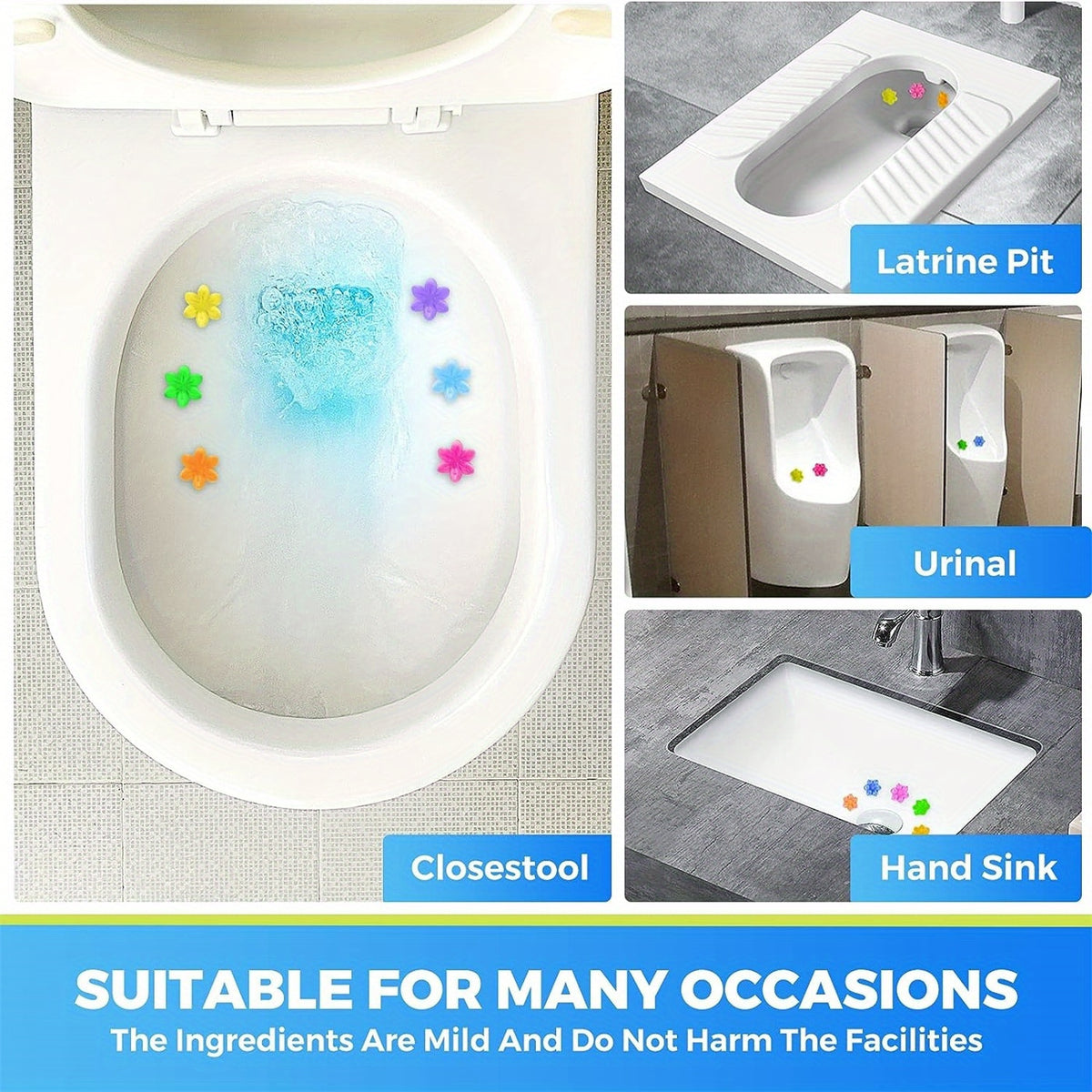 Toilet Bowl Cleaner Gel Stamps with Dispenser – Dissolves Yellow Scale, Water & Urine Stains, Auto-Release Per Flush, Air Freshening Scent, for Toilet, Wash Basin, Bathroom & RV