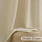 Semi-Sheer Linen Curtains - 2 Panel Set | French Country Boho Rustic | Light Filtering, Privacy, Back Tab & Rod Pocket | Machine Washable