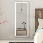 Smart LED Touch Sensor Full-Length Mirror with Adjustable Brightness – Wall-Mount & Freestanding Slim Modern Frame for Vanity, Bedroom & Dressing Room Lighting