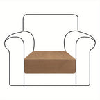 Velvet Stretch Cushion Cover Slipcover for Sofa Armchair Living Room Seat Cushion Protector Plush Couch Cover 1 2 3 Seater