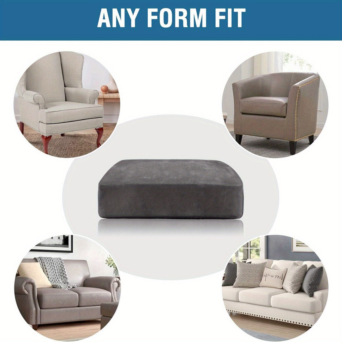 Velvet Stretch Cushion Cover Slipcover for Sofa Armchair Living Room Seat Cushion Protector Plush Couch Cover 1 2 3 Seater
