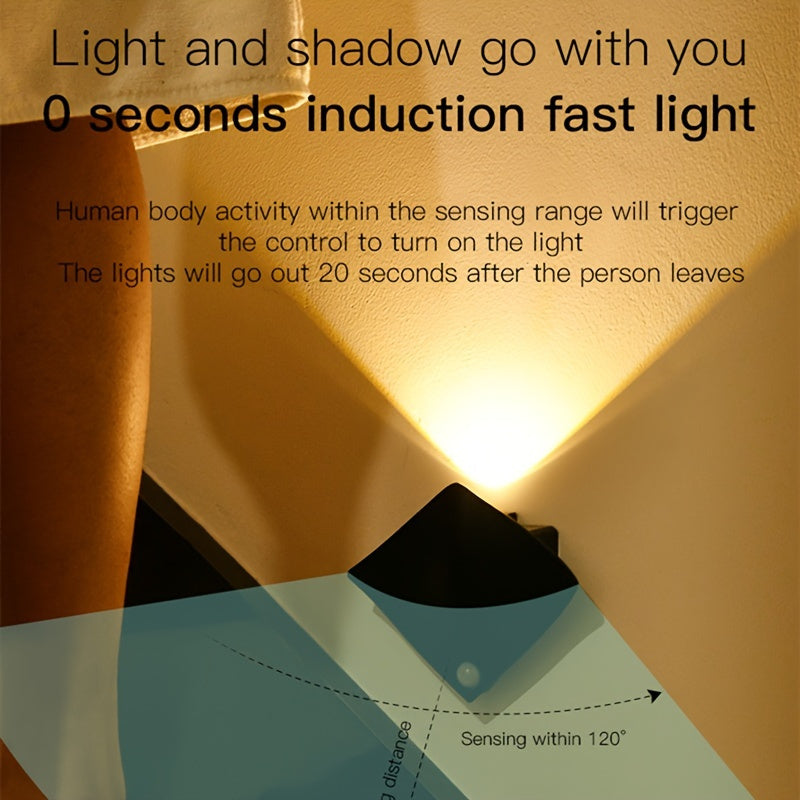 Magnetic LED Motion Sensor Night Light No-Drill Wall Light USB Rechargeable - Adjustable Brightness, IP44, Animal Art Design for Bedroom Hallway Cabinet Staircase Home Decor - Warm & White Options