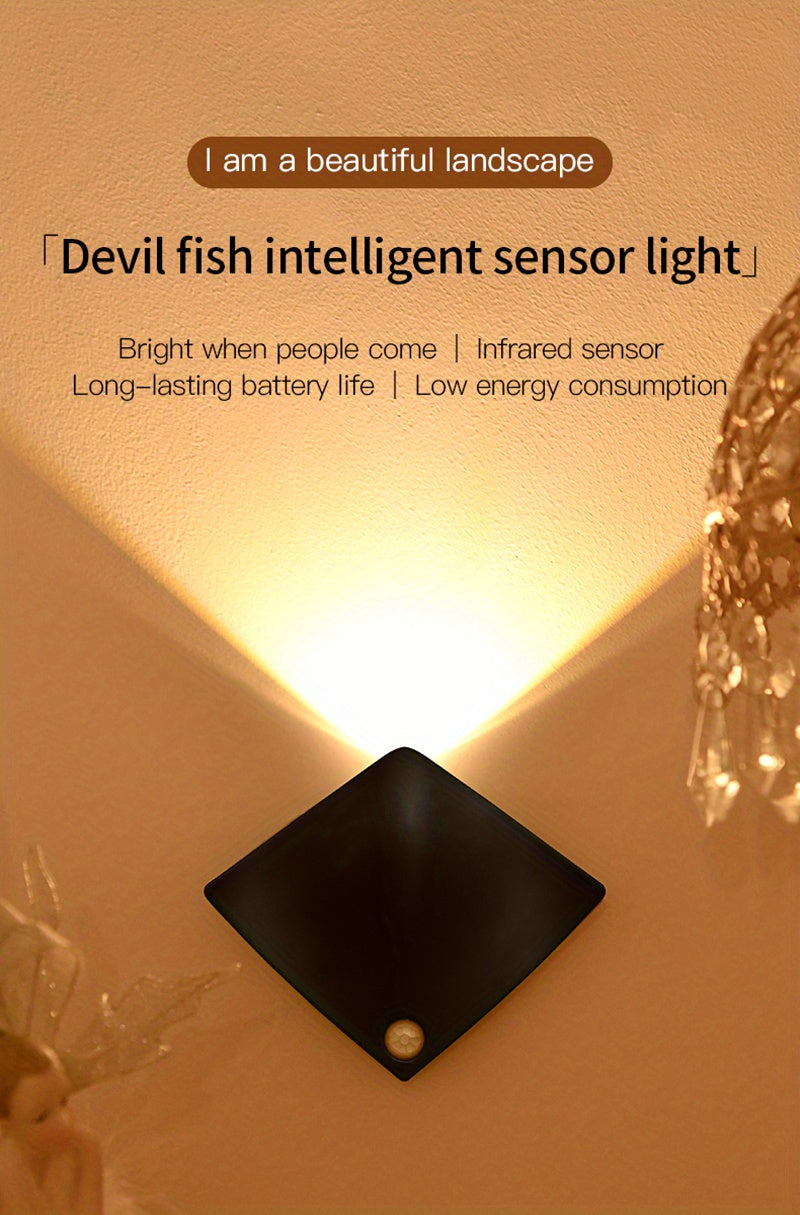 Magnetic LED Motion Sensor Night Light No-Drill Wall Light USB Rechargeable - Adjustable Brightness, IP44, Animal Art Design for Bedroom Hallway Cabinet Staircase Home Decor - Warm & White Options