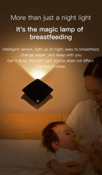 Magnetic LED Motion Sensor Night Light No-Drill Wall Light USB Rechargeable - Adjustable Brightness, IP44, Animal Art Design for Bedroom Hallway Cabinet Staircase Home Decor - Warm & White Options