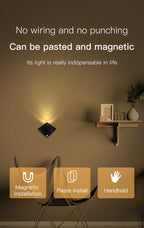 Magnetic LED Motion Sensor Night Light No-Drill Wall Light USB Rechargeable - Adjustable Brightness, IP44, Animal Art Design for Bedroom Hallway Cabinet Staircase Home Decor - Warm & White Options