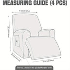 Recliner Chair Cover Stretchy Quilted Slipcover – Lazy Boy Recliner Protector with Elastic Band, 500g Polar Fleece, Khaki & Dark Grey, Machine Washable Furniture Cover