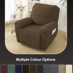 Recliner Chair Cover Stretchy Quilted Slipcover – Lazy Boy Recliner Protector with Elastic Band, 500g Polar Fleece, Khaki & Dark Grey, Machine Washable Furniture Cover