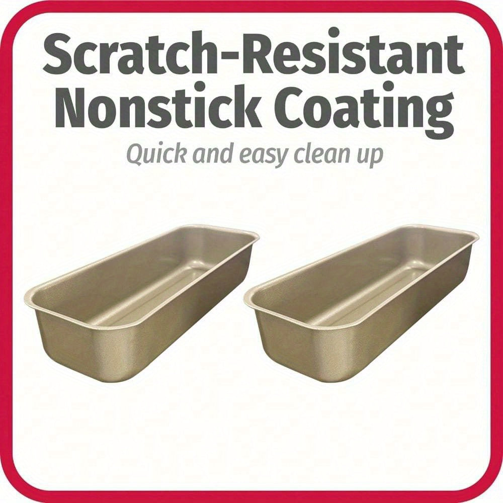 Golden Loaf Pan Set - 4 or 8 Piece, 33cm/12.99 Inch Nonstick Bread Pan for Oven Baking, Pound Cake, Toast & Holiday Baking, Bundle Options with Bread Box, Baking Pan & Cooling Rack