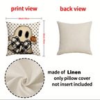 Halloween Pillow Covers Set of 4 Pumpkin Ghost Plaid Linen Throw Pillow Cases – Farmhouse Polka Dot Decorative Cushion Covers for Sofa Bedroom Office Car, Spooky Season Home Decor