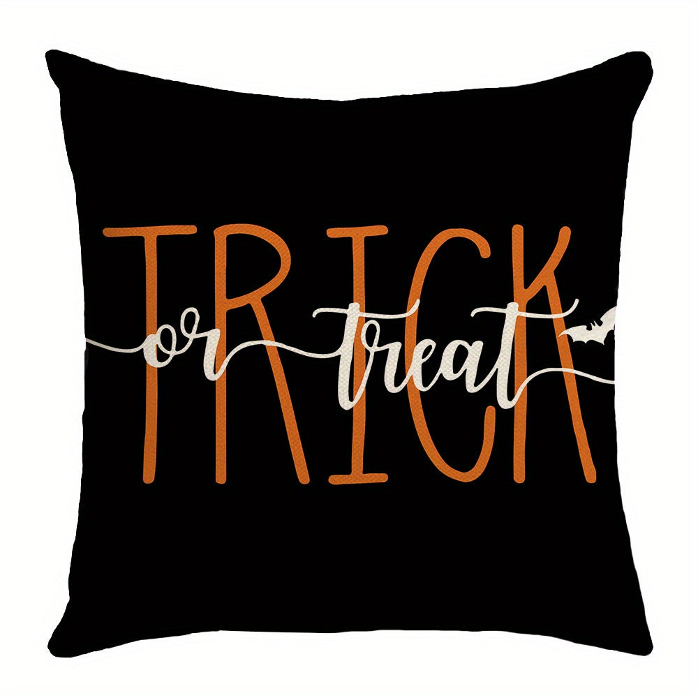 Halloween Pillow Covers Set of 4 Pumpkin Ghost Plaid Linen Throw Pillow Cases – Farmhouse Polka Dot Decorative Cushion Covers for Sofa Bedroom Office Car, Spooky Season Home Decor