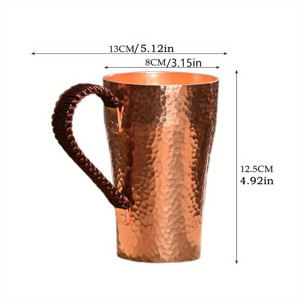 Handcrafted Copper Mug with Hammer Pattern – Artisan Copper Coffee & Tea Cup – Versatile Drinking Vessel for Coffee, Tea, Milk & Water
