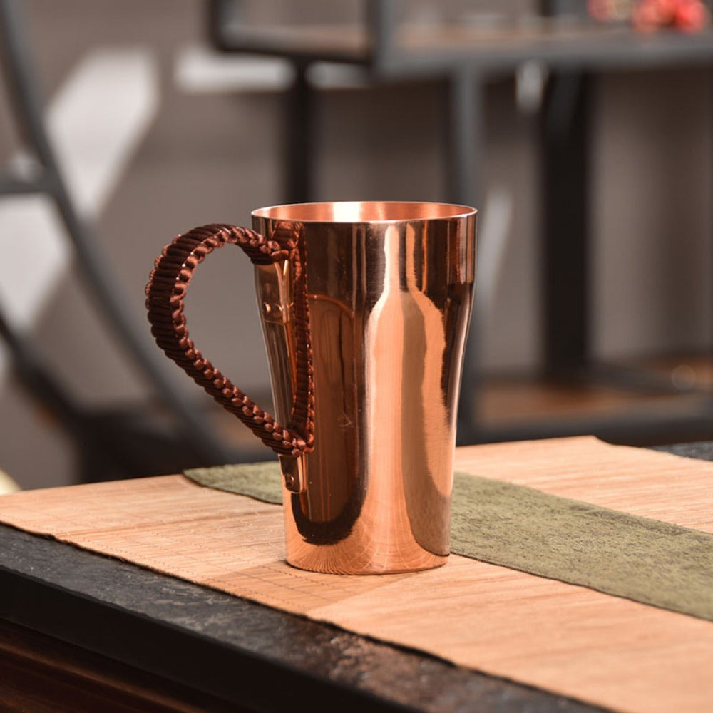 Handcrafted Copper Mug with Hammer Pattern – Artisan Copper Coffee & Tea Cup – Versatile Drinking Vessel for Coffee, Tea, Milk & Water