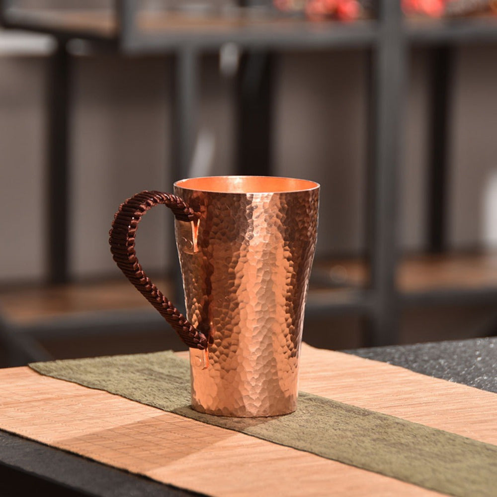 Handcrafted Copper Mug with Hammer Pattern – Artisan Copper Coffee & Tea Cup – Versatile Drinking Vessel for Coffee, Tea, Milk & Water