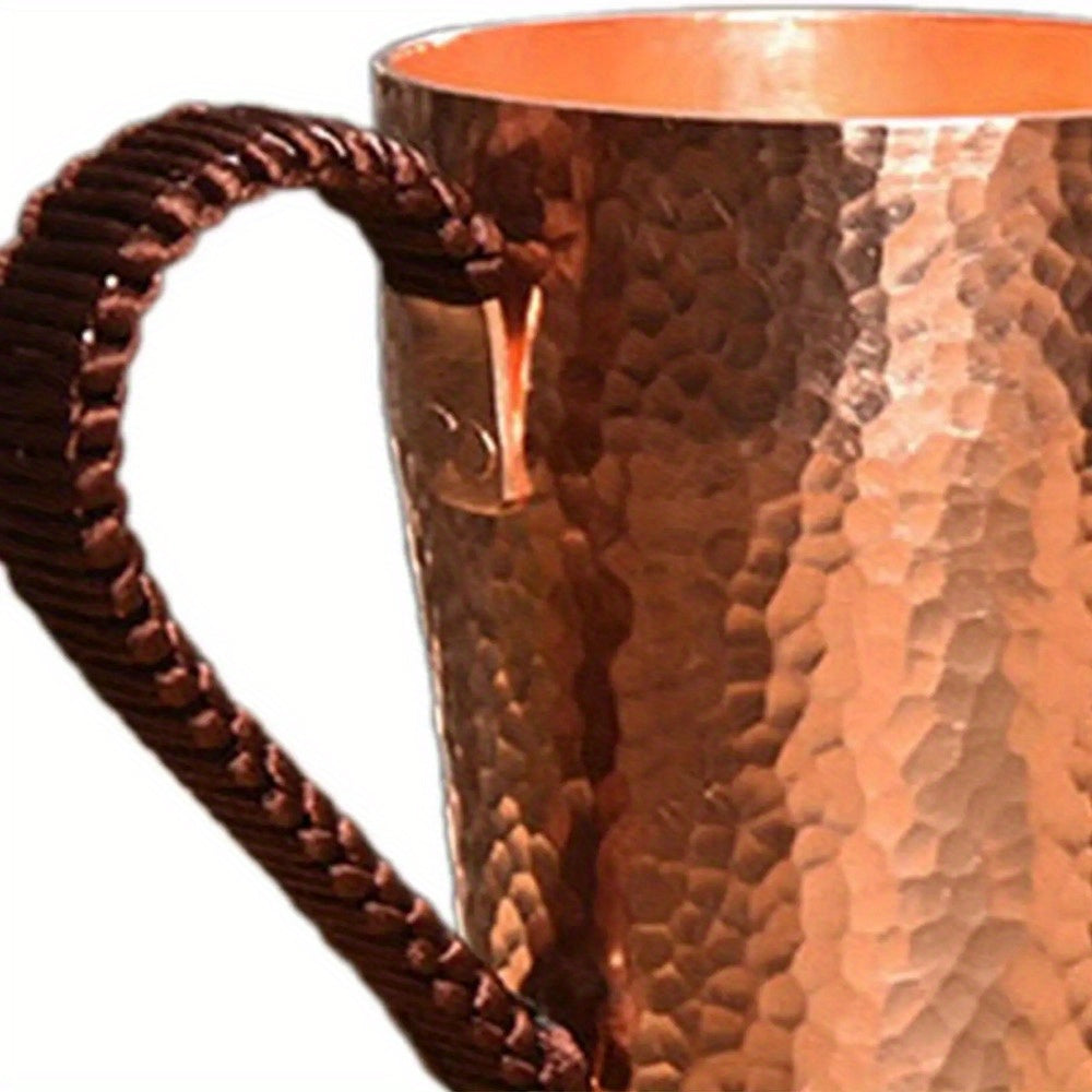 Handcrafted Copper Mug with Hammer Pattern – Artisan Copper Coffee & Tea Cup – Versatile Drinking Vessel for Coffee, Tea, Milk & Water
