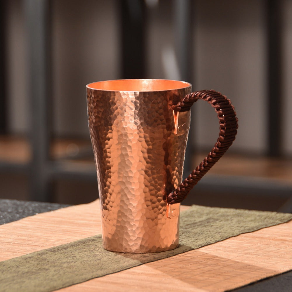 Handcrafted Copper Mug with Hammer Pattern – Artisan Copper Coffee & Tea Cup – Versatile Drinking Vessel for Coffee, Tea, Milk & Water