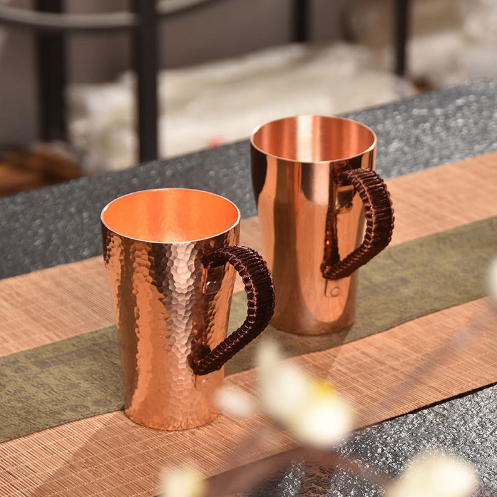 Handcrafted Copper Mug with Hammer Pattern – Artisan Copper Coffee & Tea Cup – Versatile Drinking Vessel for Coffee, Tea, Milk & Water