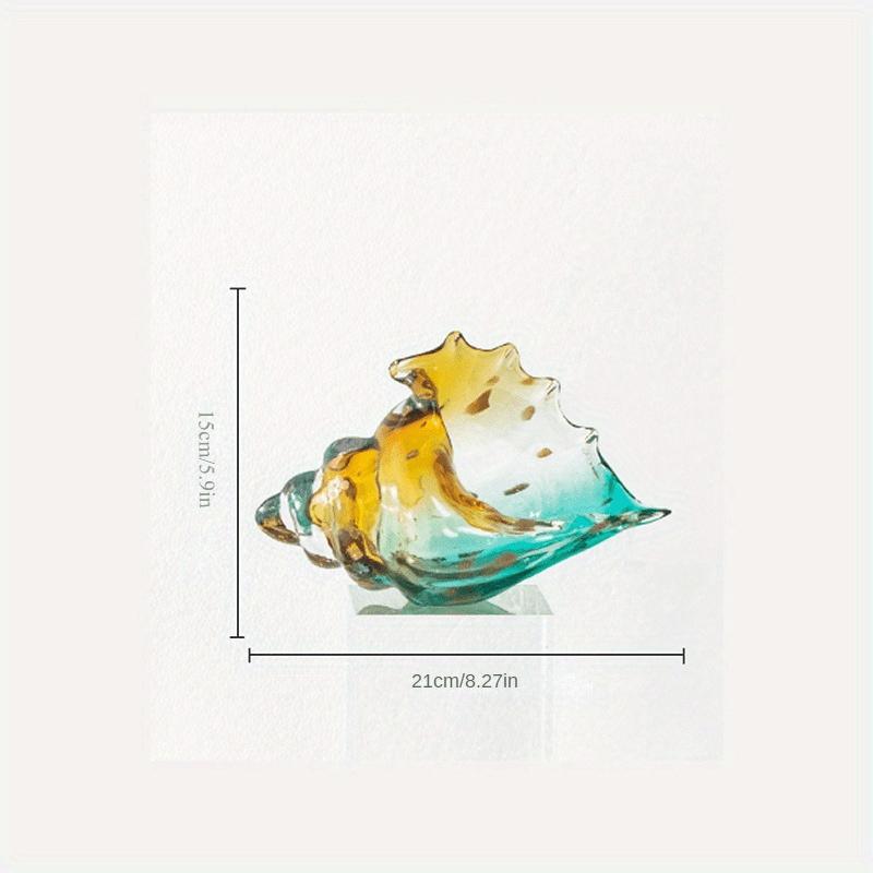 Handmade Glass Conch Art Decoration – Ocean Series Collectible Glass Seashell Sculpture, Tabletop Candy Dish Centerpiece for Bookshelf Dining Table Entryway Living Room Cabinet Home Decor