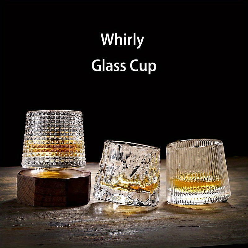 Rotating Whisky Tumbler Glass 160ml Spinning Whiskey Cup for Bar Party Restaurant Home — Choose Your Style