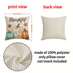 4-Piece Farmhouse Thanksgiving Pillow Covers – Pumpkin & Maple Leaf Buffalo Plaid Cushion Cases, Thankful Blessed Sweet Home Harvest Decor for Living Room, Bedroom & Entryway, No Inserts