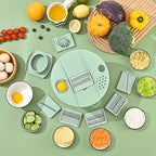 Salad Spinner & Vegetable Dehydrator with Slicer Multifunctional Fruit Spin Dryer Slicer for Lettuce Herbs Potatoes - Kitchen Salad Maker Washing Drying Slicing Tool, Green