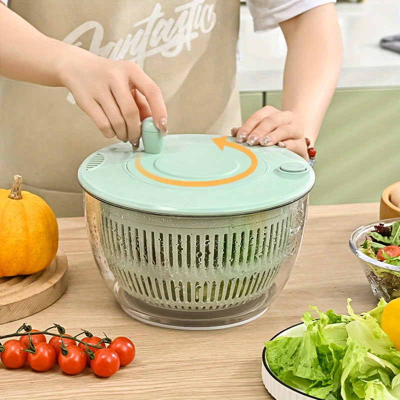 Salad Spinner & Vegetable Dehydrator with Slicer Multifunctional Fruit Spin Dryer Slicer for Lettuce Herbs Potatoes - Kitchen Salad Maker Washing Drying Slicing Tool, Green