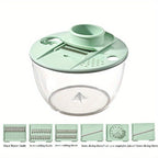 Salad Spinner & Vegetable Dehydrator with Slicer Multifunctional Fruit Spin Dryer Slicer for Lettuce Herbs Potatoes - Kitchen Salad Maker Washing Drying Slicing Tool, Green