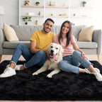 Black Fluffy Shag Area Rug Thick Soft Fuzzy Bedroom Rug Living Room Carpet 4x6 5x8 6x9 8x10 Ft Cute Room Decor
