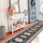 Runner Rug Washable Vintage Distressed Non-Slip Low Pile – Non-Shedding Hallway Kitchen Entryway Mat | 2 Sizes 2 Colors