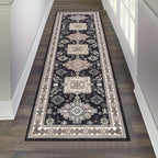 Runner Rug Washable Vintage Distressed Non-Slip Low Pile – Non-Shedding Hallway Kitchen Entryway Mat | 2 Sizes 2 Colors