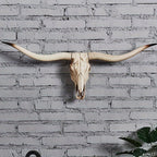 Rustic Longhorn Skull Wall Hanging Resin Cow Head Decor Handcrafted Farmhouse Wall Art Vintage Western Decor Living Room Bedroom Entryway Western Home Decor Faux Taxidermy Christmas Gift Ranch Decor