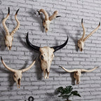 Rustic Longhorn Skull Wall Hanging Resin Cow Head Decor Handcrafted Farmhouse Wall Art Vintage Western Decor Living Room Bedroom Entryway Western Home Decor Faux Taxidermy Christmas Gift Ranch Decor