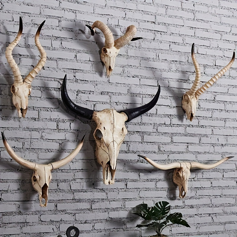 Rustic Longhorn Skull Wall Hanging Resin Cow Head Decor Handcrafted Farmhouse Wall Art Vintage Western Decor Living Room Bedroom Entryway Western Home Decor Faux Taxidermy Christmas Gift Ranch Decor