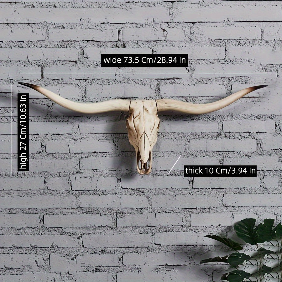 Rustic Longhorn Skull Wall Hanging Resin Cow Head Decor Handcrafted Farmhouse Wall Art Vintage Western Decor Living Room Bedroom Entryway Western Home Decor Faux Taxidermy Christmas Gift Ranch Decor