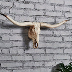 Rustic Longhorn Skull Wall Hanging Resin Cow Head Decor Handcrafted Farmhouse Wall Art Vintage Western Decor Living Room Bedroom Entryway Western Home Decor Faux Taxidermy Christmas Gift Ranch Decor
