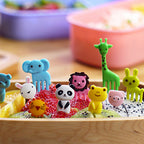 20-Pack Cute Animal & Fruit Mini Dessert Forks – Food-Safe Plastic Picks for Charcuterie Boards, Bento Boxes, Party Platters, Picnic & Camping – Assorted Random Colors