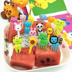 20-Pack Cute Animal & Fruit Mini Dessert Forks – Food-Safe Plastic Picks for Charcuterie Boards, Bento Boxes, Party Platters, Picnic & Camping – Assorted Random Colors
