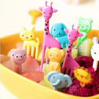 20-Pack Cute Animal & Fruit Mini Dessert Forks – Food-Safe Plastic Picks for Charcuterie Boards, Bento Boxes, Party Platters, Picnic & Camping – Assorted Random Colors