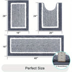 3 Piece Bathroom Rug Set Non-Slip Absorbent Microfiber Shaggy Bath Mats with U-Shaped Toilet Mat Washable Bath Rugs Dark Gray Coffee Blue Grey Black