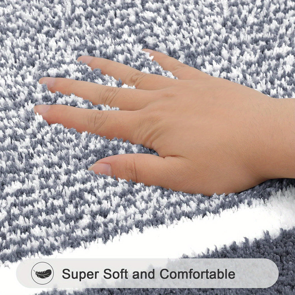 3 Piece Bathroom Rug Set Non-Slip Absorbent Microfiber Shaggy Bath Mats with U-Shaped Toilet Mat Washable Bath Rugs Dark Gray Coffee Blue Grey Black