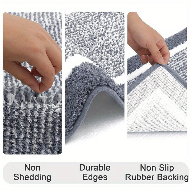 3 Piece Bathroom Rug Set Non-Slip Absorbent Microfiber Shaggy Bath Mats with U-Shaped Toilet Mat Washable Bath Rugs Dark Gray Coffee Blue Grey Black