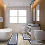 3 Piece Bathroom Rug Set Non-Slip Absorbent Microfiber Shaggy Bath Mats with U-Shaped Toilet Mat Washable Bath Rugs Dark Gray Coffee Blue Grey Black