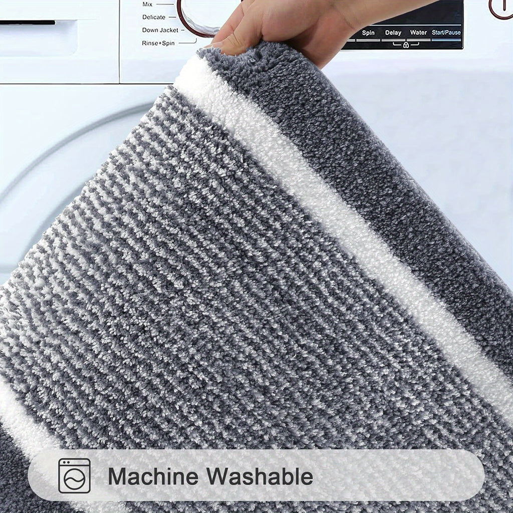 3 Piece Bathroom Rug Set Non-Slip Absorbent Microfiber Shaggy Bath Mats with U-Shaped Toilet Mat Washable Bath Rugs Dark Gray Coffee Blue Grey Black