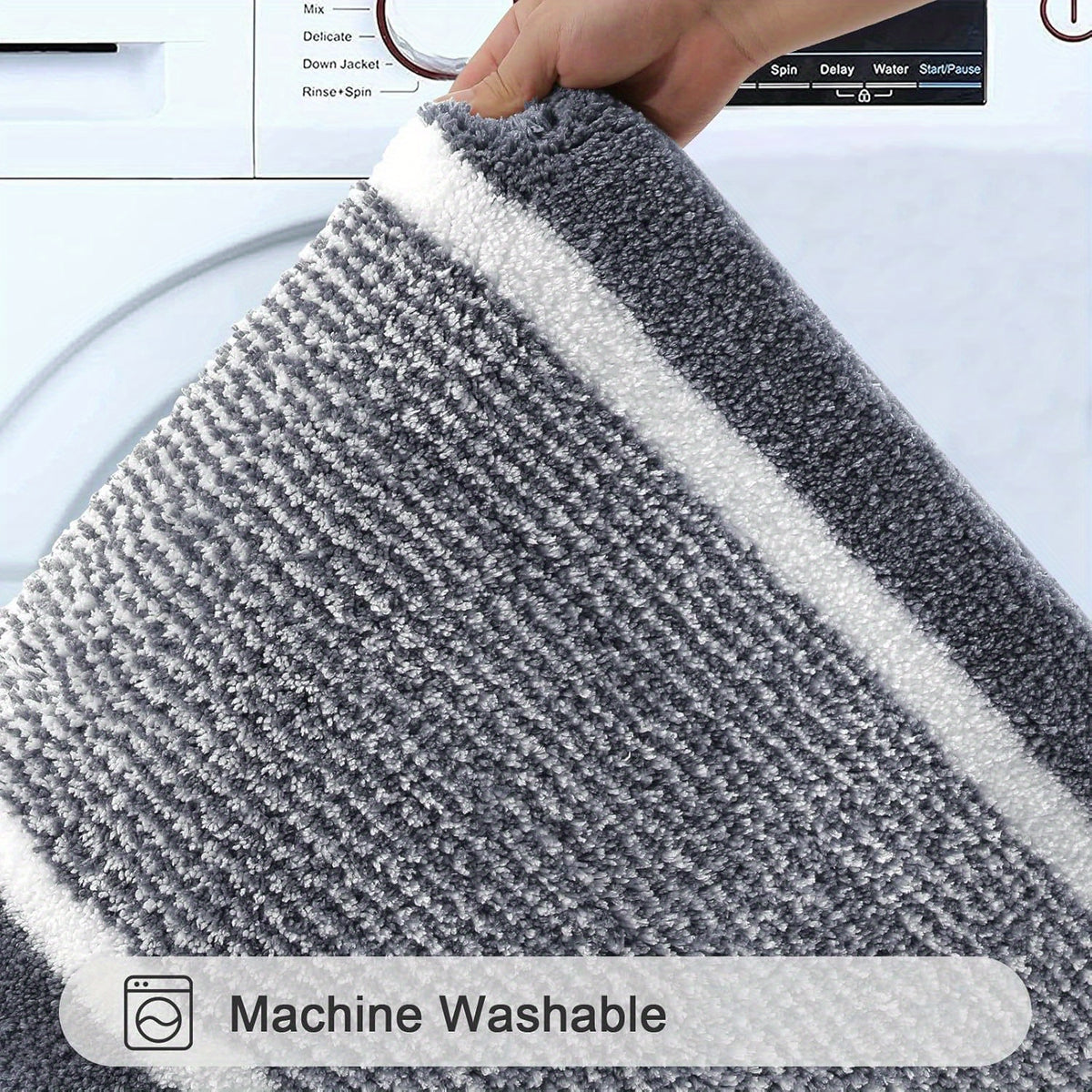 3 Piece Bathroom Rug Set Non-Slip Absorbent Microfiber Shaggy Bath Mats with U-Shaped Toilet Mat Washable Bath Rugs Dark Gray Coffee Blue Grey Black