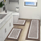 3 Piece Bathroom Rug Set Non-Slip Absorbent Microfiber Shaggy Bath Mats with U-Shaped Toilet Mat Washable Bath Rugs Dark Gray Coffee Blue Grey Black