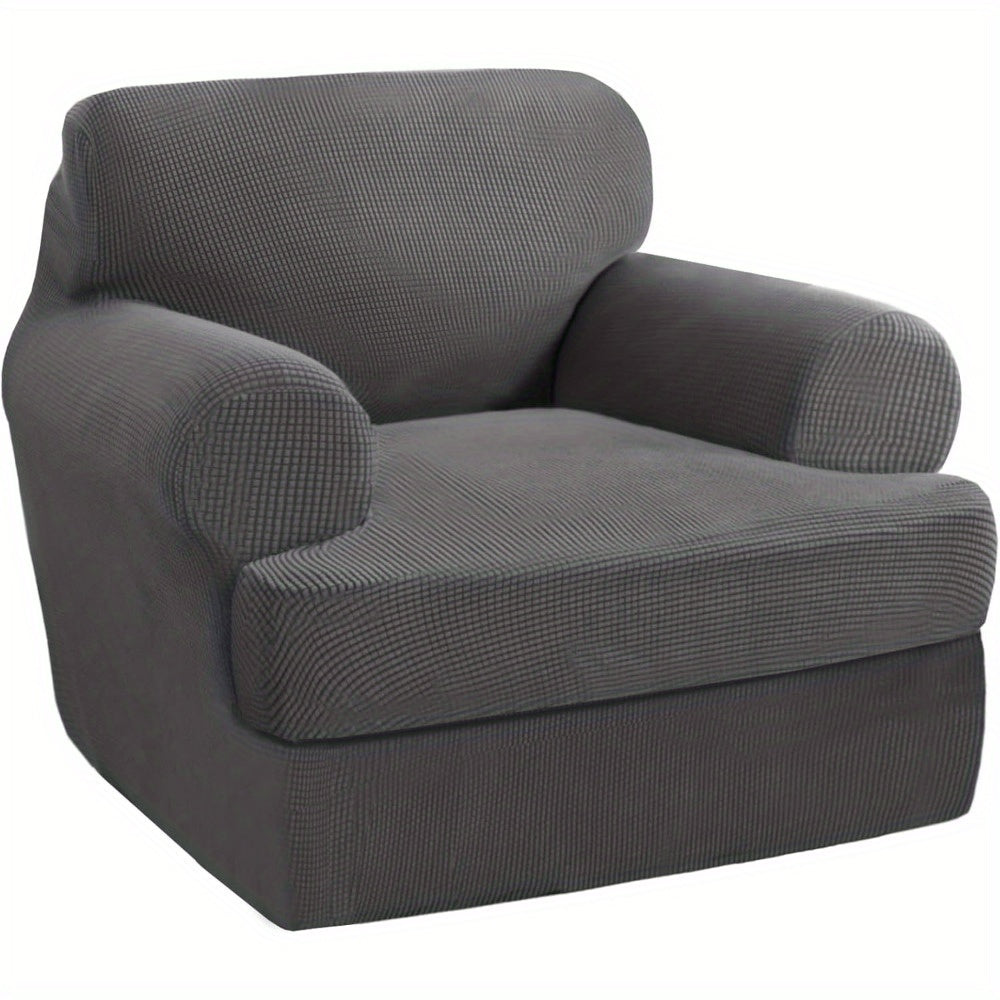 T Cushion Loveseat Slipcover 3-Piece Set, Stretch Sofa Covers for 2-Cushion Couch with 2 Individual T-Shape Seat Covers, Machine Washable Furniture Protector for Living Room, Wrinkle Free
