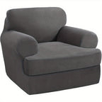 T Cushion Loveseat Slipcover 3-Piece Set, Stretch Sofa Covers for 2-Cushion Couch with 2 Individual T-Shape Seat Covers, Machine Washable Furniture Protector for Living Room, Wrinkle Free