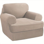 T Cushion Loveseat Slipcover 3-Piece Set, Stretch Sofa Covers for 2-Cushion Couch with 2 Individual T-Shape Seat Covers, Machine Washable Furniture Protector for Living Room, Wrinkle Free
