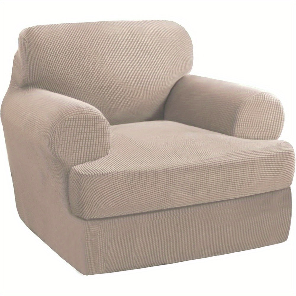 T Cushion Loveseat Slipcover 3-Piece Set, Stretch Sofa Covers for 2-Cushion Couch with 2 Individual T-Shape Seat Covers, Machine Washable Furniture Protector for Living Room, Wrinkle Free